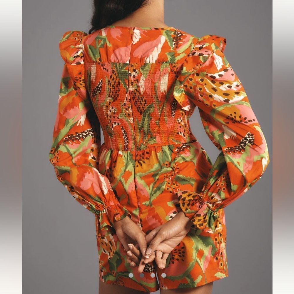 Farm Rio X Anthropologie Tropical Ruffle -Sleeve Romper - Picture 2 of 4